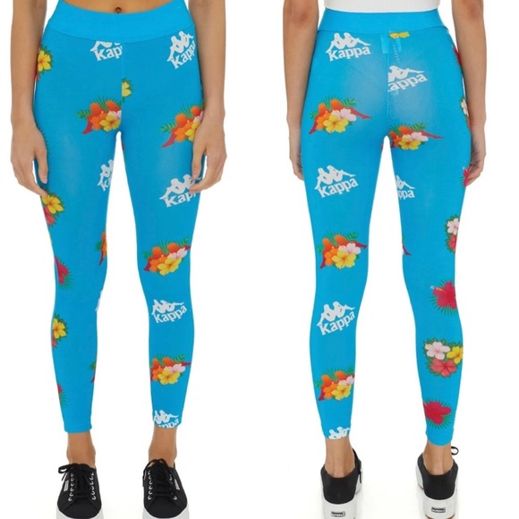KAPPA NWT AUTHENTIC MEDAN TROPICAL LEGGINGS BLUE TURKIS MEDIUM - Picture 1 of 9
